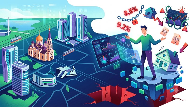 Современная иллюстрация на тему ошибок при рефинансировании ипотеки для финансового блога в Ижевске